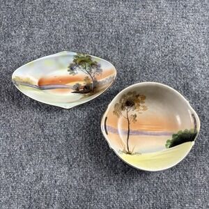 VTG Hand Painted Japan Porcelain Landscape Dishes Meito Noritake 1930s 40s Lot 2